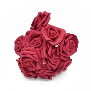 20x Borgoña 7 cm Espuma Flores Tallos de Rosa Artificial Boda Novia Ramo - Imagen 1 de 1