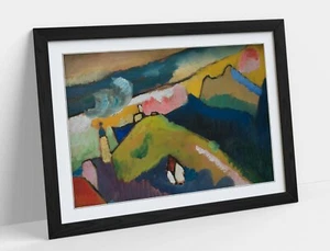 KANDINSKY, MOUNTAIN LANDSCAPE WITH CHURCH -FRAMED WALL ART PICTURE PRINT ARTWORK - Picture 1 of 10