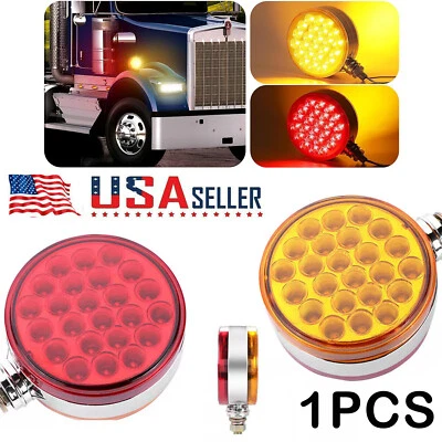 4" Round Double Face 48 LED Turn Signal Lights for Freightliner Peterbilt USA - Image 1 of 4