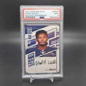 2022 Donruss Elite Malik Willis Pen Pals Auto Rookie PP-MW PSA 9 Mint - Picture 1 of 2