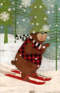 Brown Bear Skier Ski Snow Skiing Holiday Christmas Die-Cut Cards - Set of 9