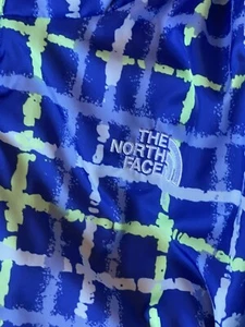 North Face Winter Jacket Girls Size XL 18 Blue Checkered With Yellow & Lt Blue - Picture 1 of 9