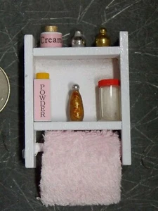 Dollhouse Miniature White & Pink Bathroom Wall Shelf 1:12 one inch scale B390 - Picture 1 of 2