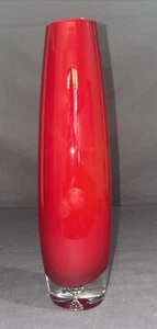 Krosno / Krosno Style Ruby Red Encased Glass Vase - 24cm High - Picture 1 of 5