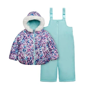 New Carter's Girl's 2-Piece Bib Snowsuit 2T 3T 4T 4 5/6 6X 7-12 Floral Print NWT - Picture 1 of 6