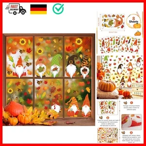 8 Stück Erntedankfest Fensteraufkleber - Herbst Fensterbilder Herbst Blätter ... - Bild 1 von 8