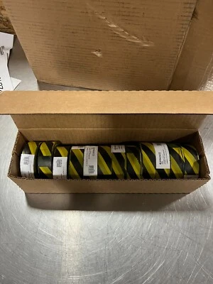 1 Box of 12 - Presco SYBK 1-3/16" x 300FT Yellow/Black Stripe PVC Flagging Tape - Image 1 of 4