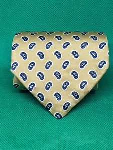 Brooks Brothers Seidenkrawatte Gold mit marineblauen Paisleys 3 1/2" × 58" - Bild 1 von 2