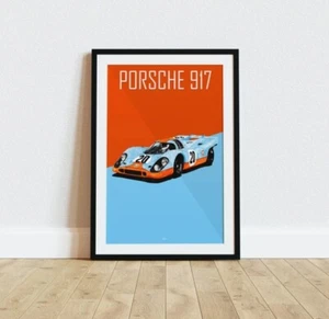 Porsche 917 Gulf Livery Poster Racing Icons: Le Mans Prototypes Wall Art - Picture 1 of 4