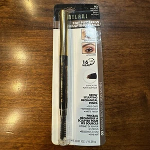 Milani Stay Put Sculpting Brow Pencil 16 HR Wear 03 Med Brown Free Ship! - Picture 1 of 2