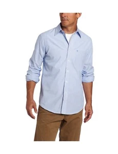 IZOD Men's Essential Slim Stripe Long Sleeve Shirt American Dream Blue/White NEW - Picture 1 of 1