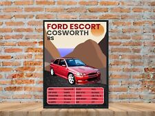 Ford Escort Cosworth RS Print Minimalist Poster Vintage Rally Car Racing Wall