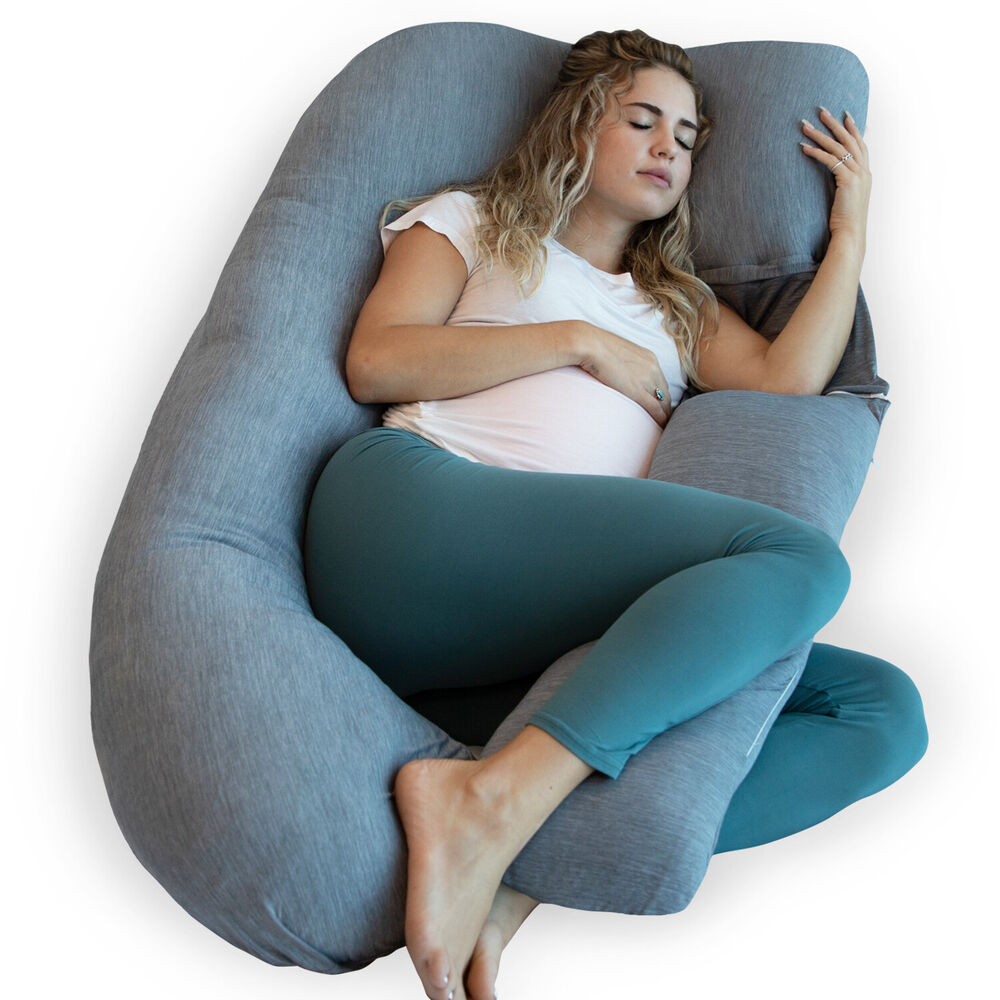 PharMeDoc Pregnancy U Shaped Full Body Maternity Pillow - Grey Cooling Cover