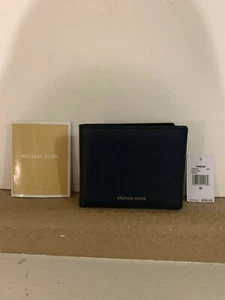 NEW Michael Kors Harrison Navy Slim Billfold Leather Wallet - Retail $118 - Picture 1 of 8