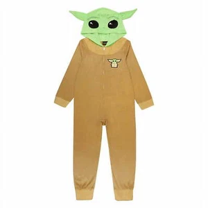 Baby Yoda Union Suit Pajamas One Piece Boys Girls Star Wars Mandalorian 4 6 8 10 - Picture 1 of 2