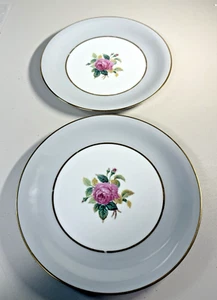 Noritake Sharon Rose Rare Nippon N Backstamp 10" Dinner Plates Set of 2 - Picture 1 of 5