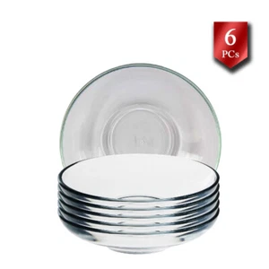 LAV Clear Glass Turkish Tea Saucers, Non-Lead Round Tea Plates, 6Pcs, 4.3 inch - Picture 1 of 6