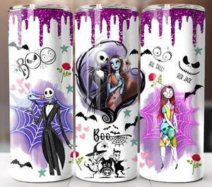 Nightmare Before Christmas Boo Tumbler 20oz Travel Mug Stainless Steel Cup Straw - Picture 1 of 10