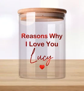 Tarro personalizado Reasons Why I Love You - Regalo de San Valentín - Tarro rellenable - Imagen 1 de 2