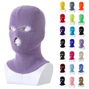 3 Hole Knitted Balaclava Full Face Mask Cover Ski Mask Cycling Cap Beanie Hat - Picture 1 of 41