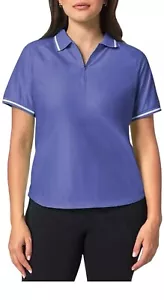 Polo donna Mondetta manica corta 1/4 zip blu taglia XXL NUOVA CON ETICHETTA - Foto 1 di 5