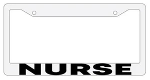 Nurse White Plastic License Plate Frame - Imagen 1 de 1