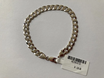 Brazalete de cadena de plata esterlina enchapado en rodio rendimiento de hombre para hombre Foto 1 de 3