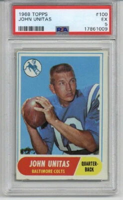 1968 TOPPS #100 JOHNNY UNITAS FOOTBALL CARD BALTIMORE COLTS PSA 5 LOW POP - Image 1 of 2