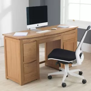 Großer Computertisch mit Schubladen & Schrank Home Office Möbel - Halbmond Eiche - Bild 1 von 4