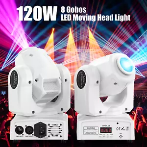 120W 2 IN 1 LED Moving Head Light DMX 8Colors Beam + 8Gobos Stage Party Lighting - Picture 1 of 6