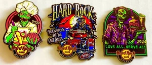 2024 HARD ROCK CAFE ORLANDO HALLOWEEN ZOMBIE COMPLETE SET OF 3 LE PINS - Picture 1 of 7