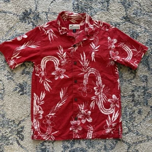 Pataloha Patagonia Shirt Boys Youth XXL 2XL Hawaiian Floral Cotton Button Up Red - Picture 1 of 10