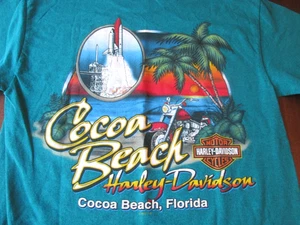 2007/2018 Harley Davidson Cocoa Beach FL T-Shirt Türkis Medium Doppelseitig - Bild 1 von 6