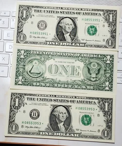 10 $1 Dollar Federal Reserve Schein 1999 St. Louis MO Stempelglanz Sequential No. - Bild 1 von 1