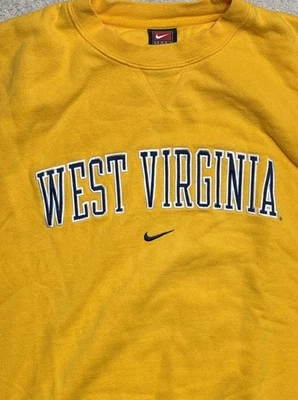 VINTAGE Nike West Virginia University Center Swoosh Embroidered Sweatshirt Sz LG - Image 1 of 4
