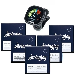 Stringjoy Signatures Electric Guitar Strings 10 - 48 x 5 + Boss TU-05 Tuner - Picture 1 of 5
