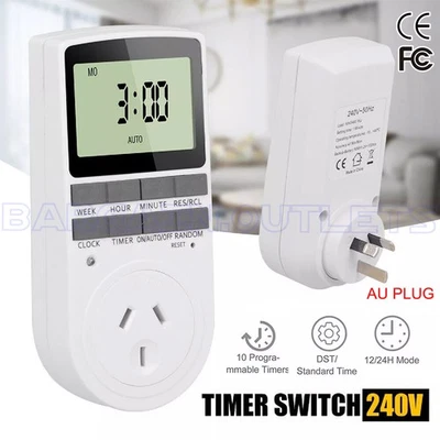 240V Timer Power Socket LCD Timer Switch Digital Programmable Electric AU Plug - image 1 of 4