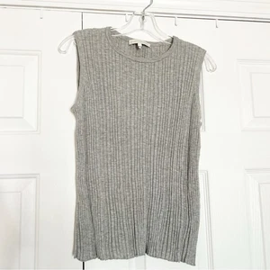 NakedCashmere 100% cotone collo barca maglione smanicato costine elasticizzato canotta top - Foto 1 di 5