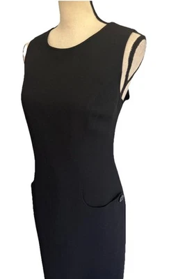 Vestido Vaina Talbots Vintage Negro Lana Sin Mangas Bolsillos 100% Lana Talla 8 Foto 1 de 4
