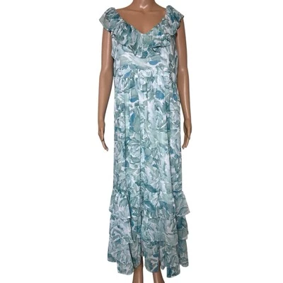 Calvin Klein Elegant Ruffle Watercolor Dress Size 14 - Image 1 of 4