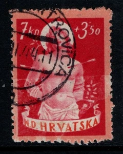 Croatia 1944 7k + 3k 50 War Invalids Relief Fund SG127 Used - Bild 1 von 1