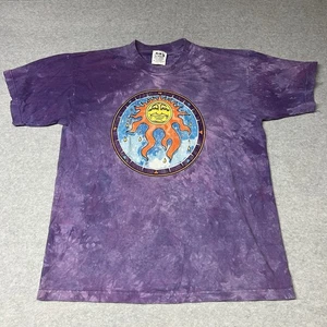 Vintage Unisex Hippie T Shirt Size Large Tye Dye Shirt Fractal Tribal Sun Purple - Picture 1 of 6