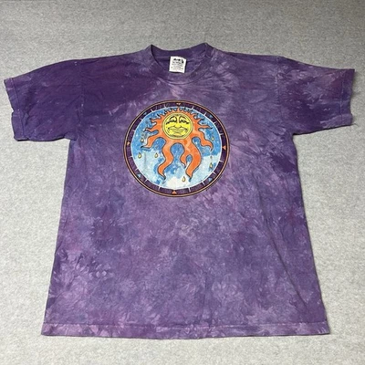 Vintage Unisex Hippie T Shirt Size Large Tye Dye Shirt Fractal Tribal Sun Purple - Image 1 of 4