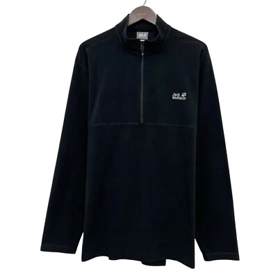 Jack Wolfskin Para Hombres Talla XXL 1/2 Cremallera Pullover Negro Polar Suéter Chaqueta Tecnopile Foto 1 de 4