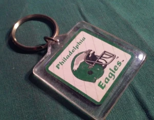 Vintage PHILADELPHIA EAGLES NFL Clear Acrylic Plastic Keychain Ring Helmet Image - Picture 1 of 4