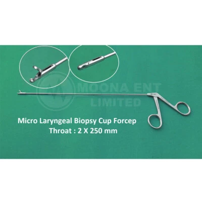 Micro laryngeal forceps straight ENT throat Medical 2mm x 250mm instruments - image 1 of 4