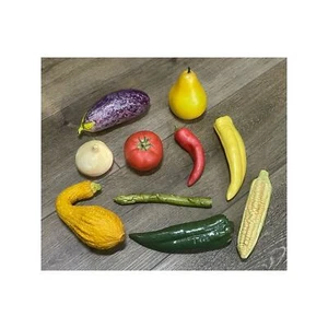 Lot 10 MCM Vtg Ceramic Paper Mache VEGETABLES Faux Food Tomato Pepper Corn - Picture 1 of 3