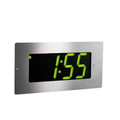 Relógio de parede PoE de aço inoxidável 14,75" ONT4BKFMS-G placa frontal embutida LED verde (MJ) - Imagem 1 de 4