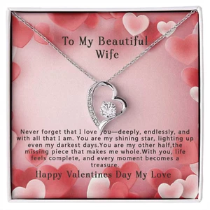 To My Beautiful Wife Forever Love Necklace, Gifts for Wife, Valentine's Day Gift - Picture 1 of 2