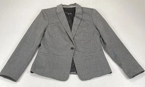 Banana Republic Black/Grey Geometric Wool Blend Lined Blazer Jacket Women’s 6 - Picture 1 of 6